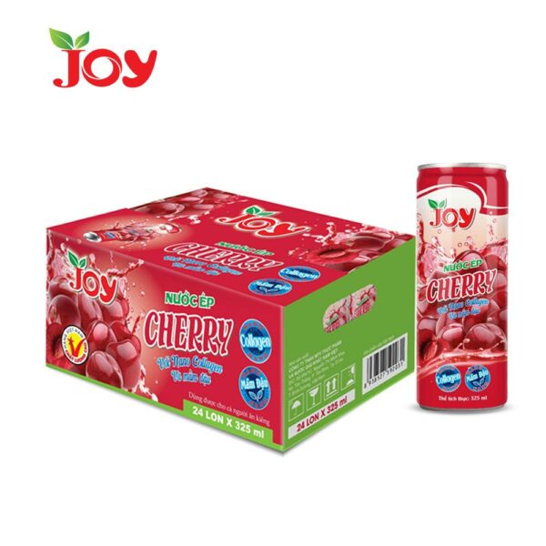 Thung 24 Lon 325ml Nuoc Ep Cherry với Nano Collagen và Mầm Đậu - Thuong hieu JOY