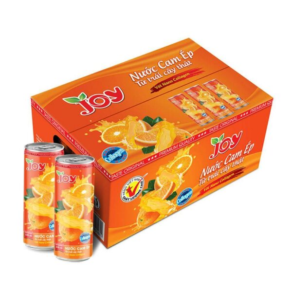 Thùng 24 lon 325ml Nước Cam Ép với Nano Collagen - Thương hiệu JOY