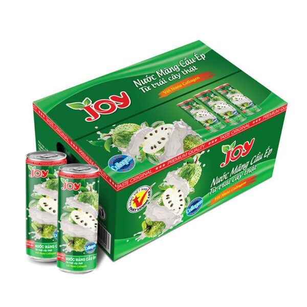 Thùng 24 lon 325ml Nước Mãng Cầu Ép với Nano Collagen – Thương hiệu JOY