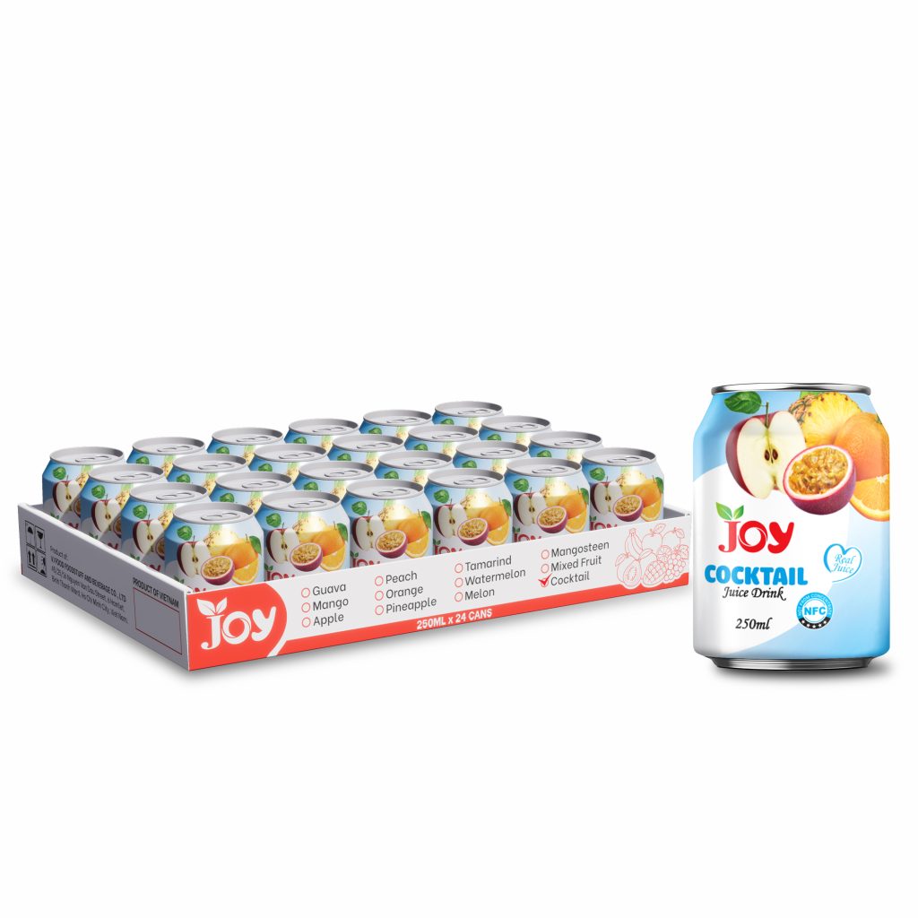 JOY Cocktail Juice Drink 250ml Can - Premium NFC Mixed Fruit Juice-24 cans tray