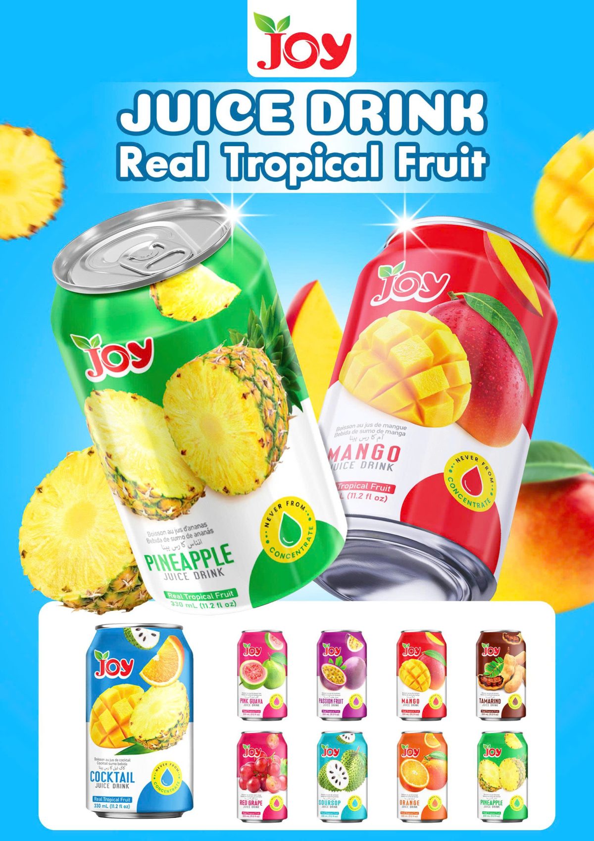 JOY Tropical Flavor Juice Drink 330ml | Premium Real NFC Juice