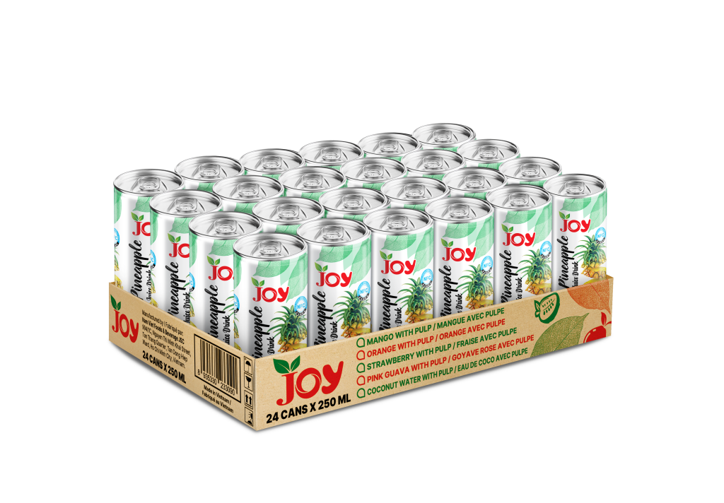 JOY Pineapple Juice Drink 250ml | Premium Real NFC Juice 24 Cans Tray