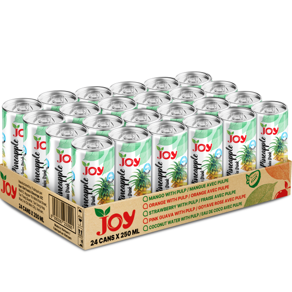 JOY Pineapple Juice Drink 250ml | Premium Real NFC Juice 24 Cans Tray