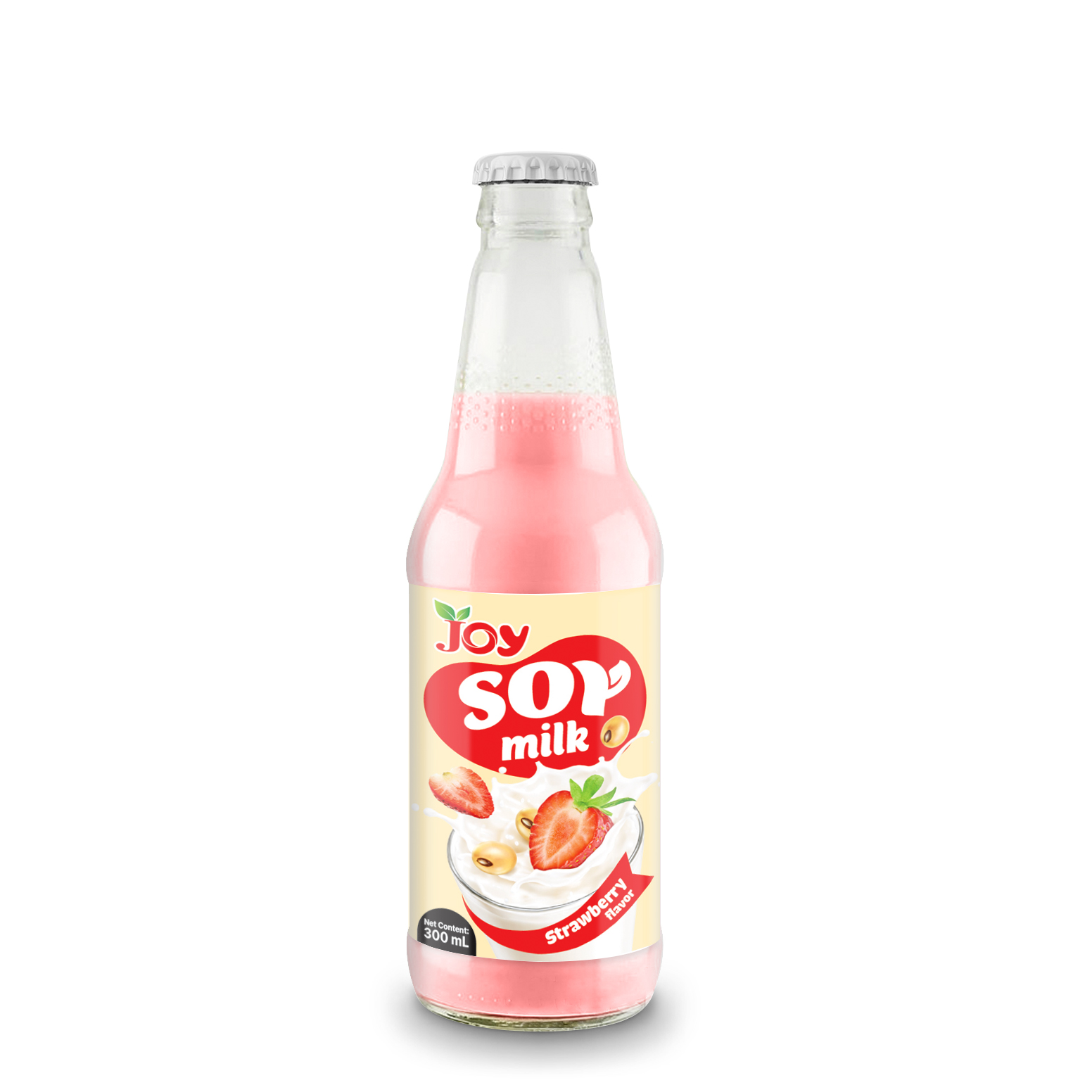JOY Strawberry Soy Milk 300ml Glass Bottle | Plant-Based JOY Strawberry Soy Milk 300ml Glass Bottle | Plant-Based