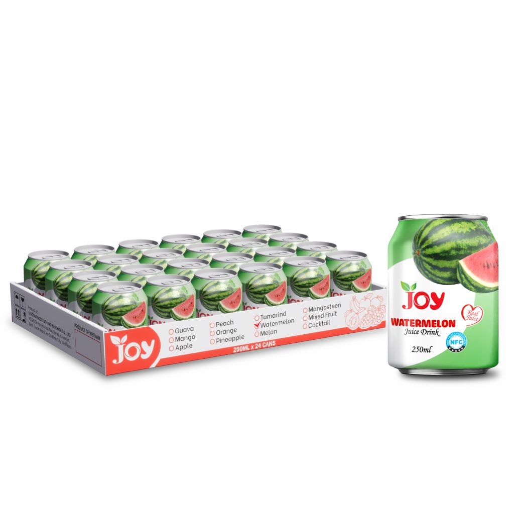JOY Watermelon Juice Drink 250ml | Premium Real NFC Juice - 24 Cans Tray